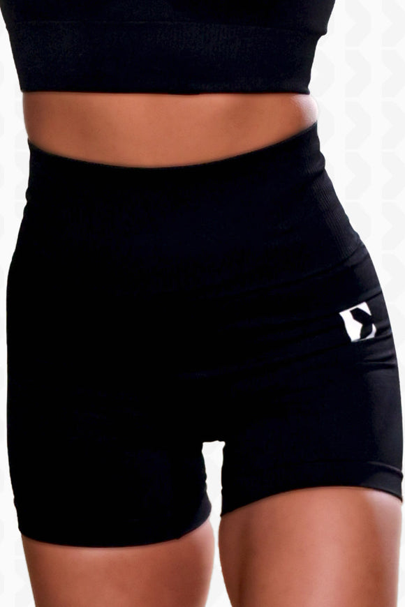 Black Seamless Sports Shorts