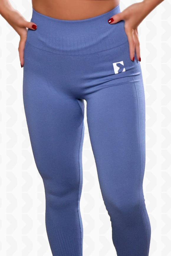 Blue Seamless Scrunchy Legging - Front