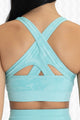 Aqua Blue Seamless Camo Sports Bra - Back