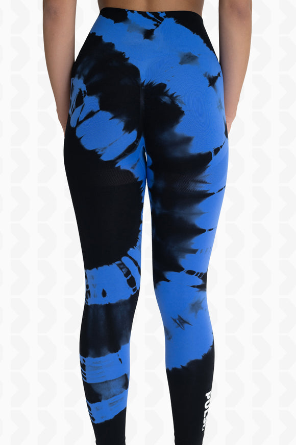 Blue/Black Tie-Dye Scrunchy Legging - Back