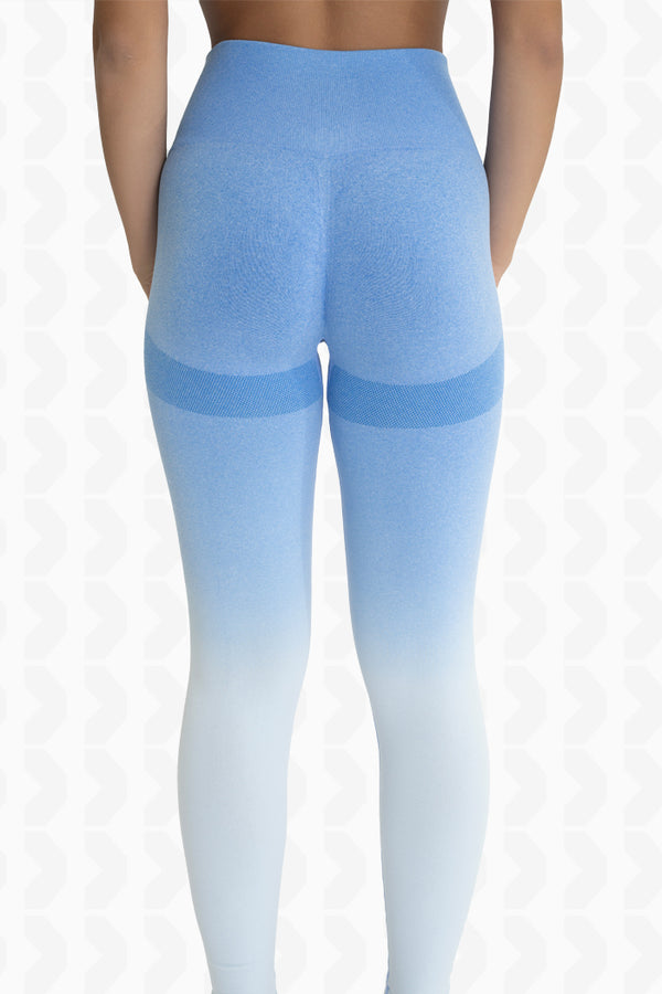 Blue/White Scrunchy Ombre Legging - Back