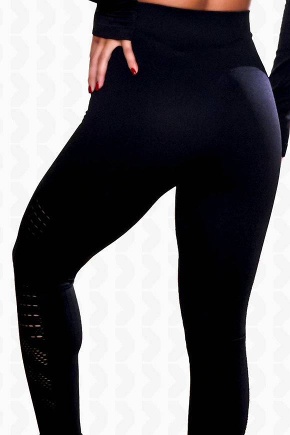 Black Ripped Textured Play Legging - Side back